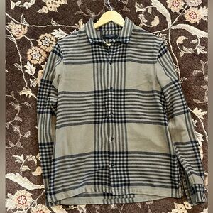 [All Saints] Olive Green and Black Plaid Shirt Jacket